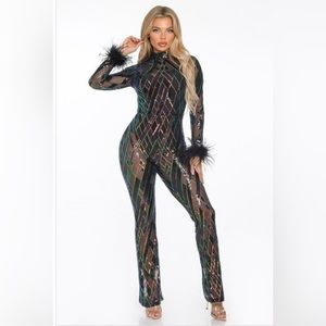 Black Sequined Jump Suit